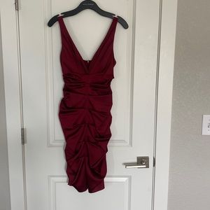 Silk Wine Colored Cocktail Dress
